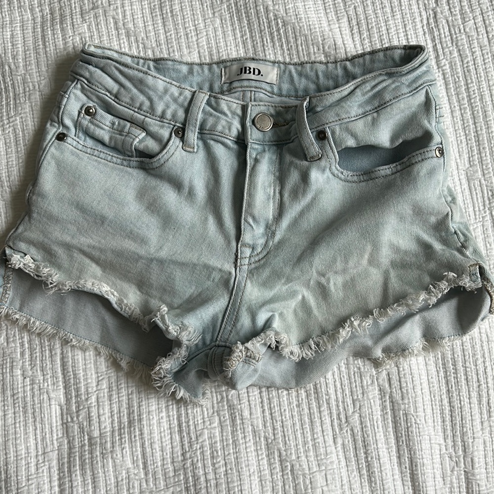 light blue denim shorts